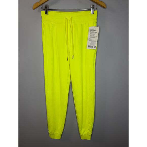 Lululemon Scuba High-Rise French Terry Jogger Neon Highlight Yellow Womens 4 New - Picture 2 of 11
